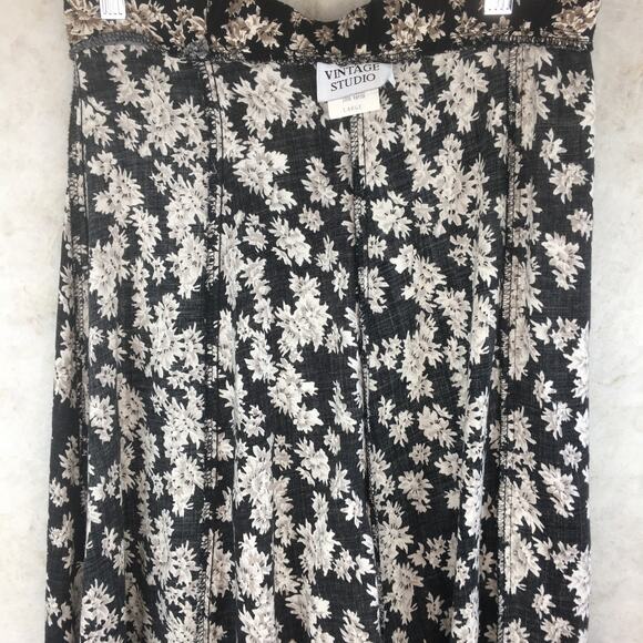 Vintage Studio Black and Tan Floral Maxi-Skirt Size Large - Picture 13 of 14